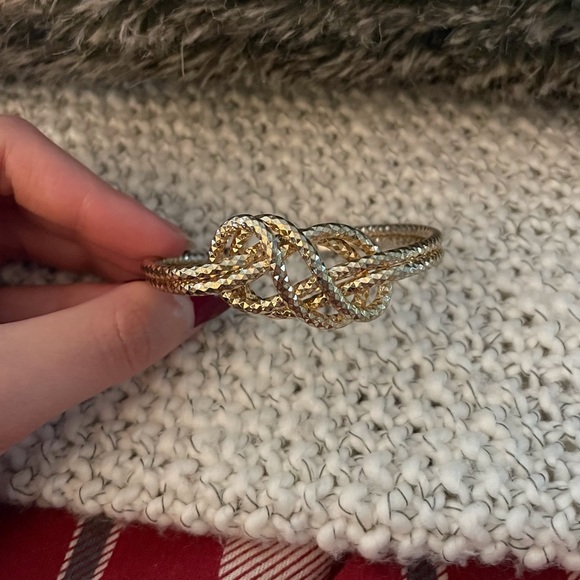 Vintage Gold Toned Faceted Knot Bracelet Cuff - Picture 9 of 9